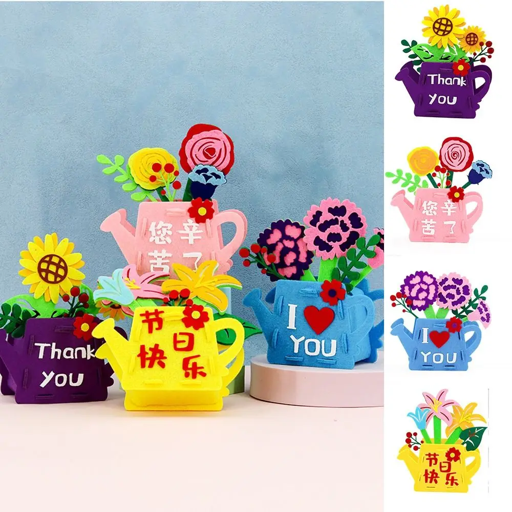 

Carnations DIY Flower Pot Crafts Toys Bouquet Rose Handmade Potted Plant Non-woven Fabric Learning Parent-child Craft Toy