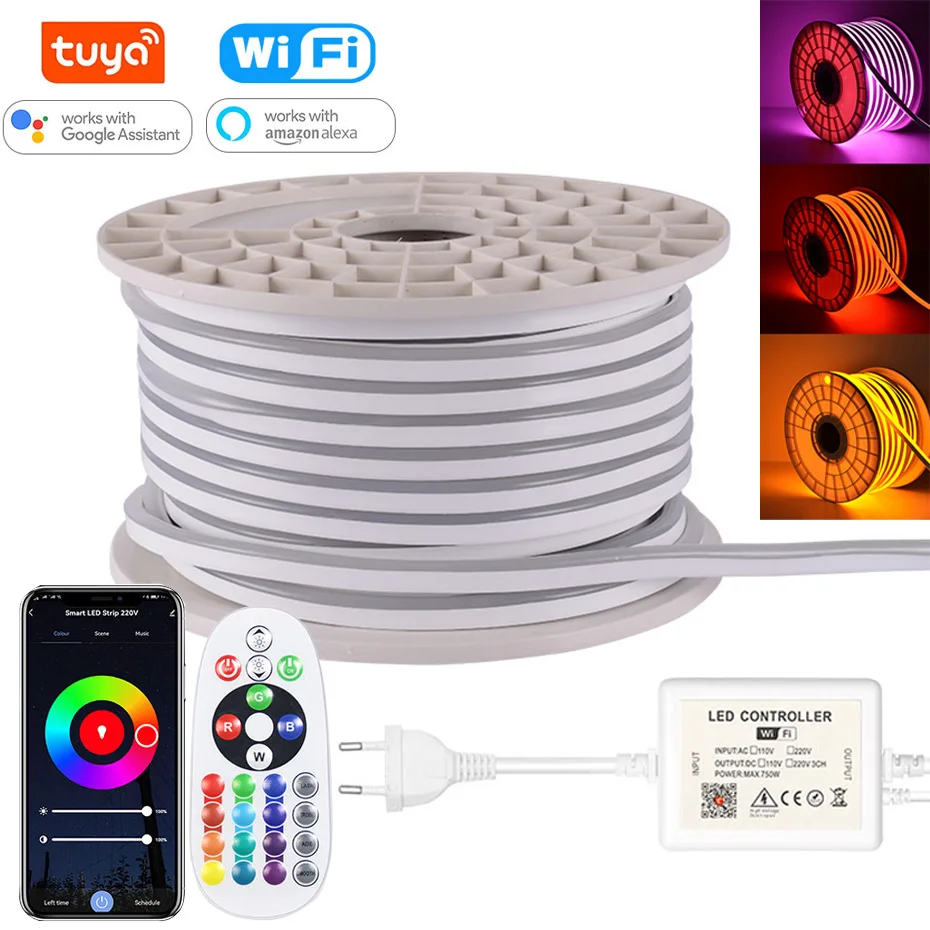 Умная светодиодная неоновая лента Tuya с Wi-Fi водонепроницаесветодиодный