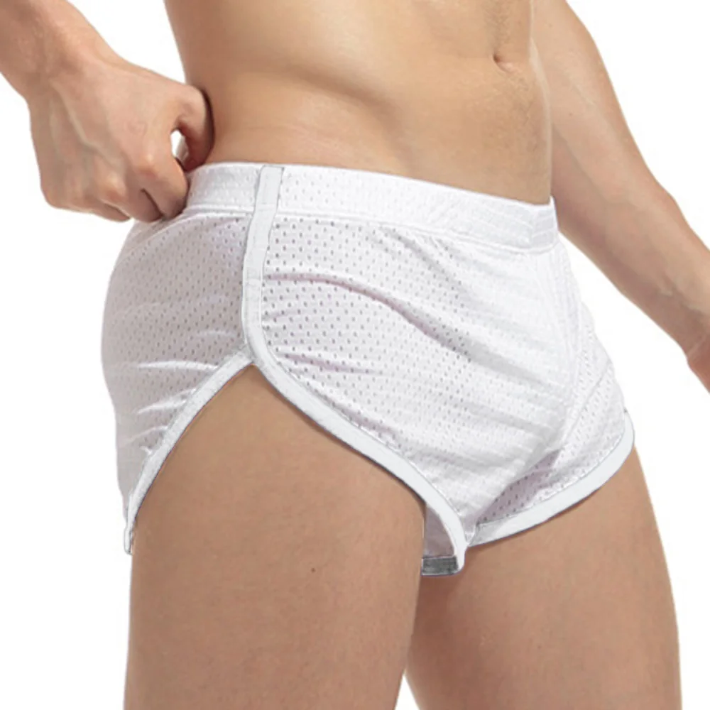 

Men's Underpants Casual Boxer Home Sleep Sports Wear Arrow Pants Breathable Mesh Shorts Solid Color Comfortable Male Underwear