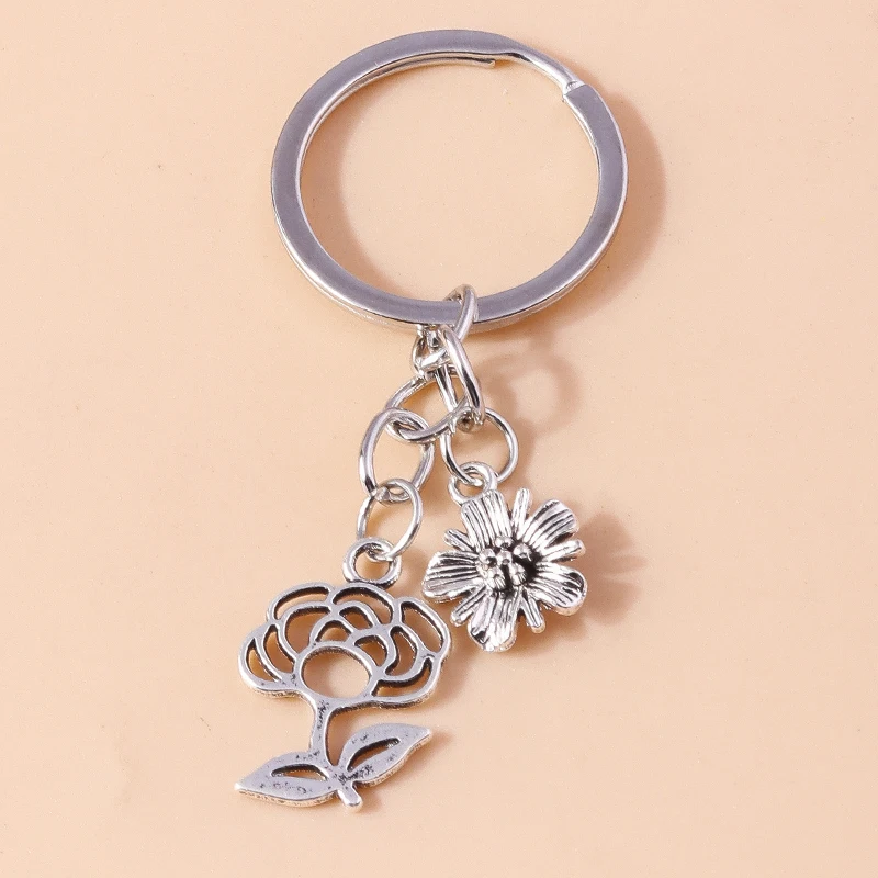 

Cute Alloy Flower Keychains for Car Key Souvenir Gifts for Women Men Handbag Pendants Keyrings DIY Jewelry Accessories