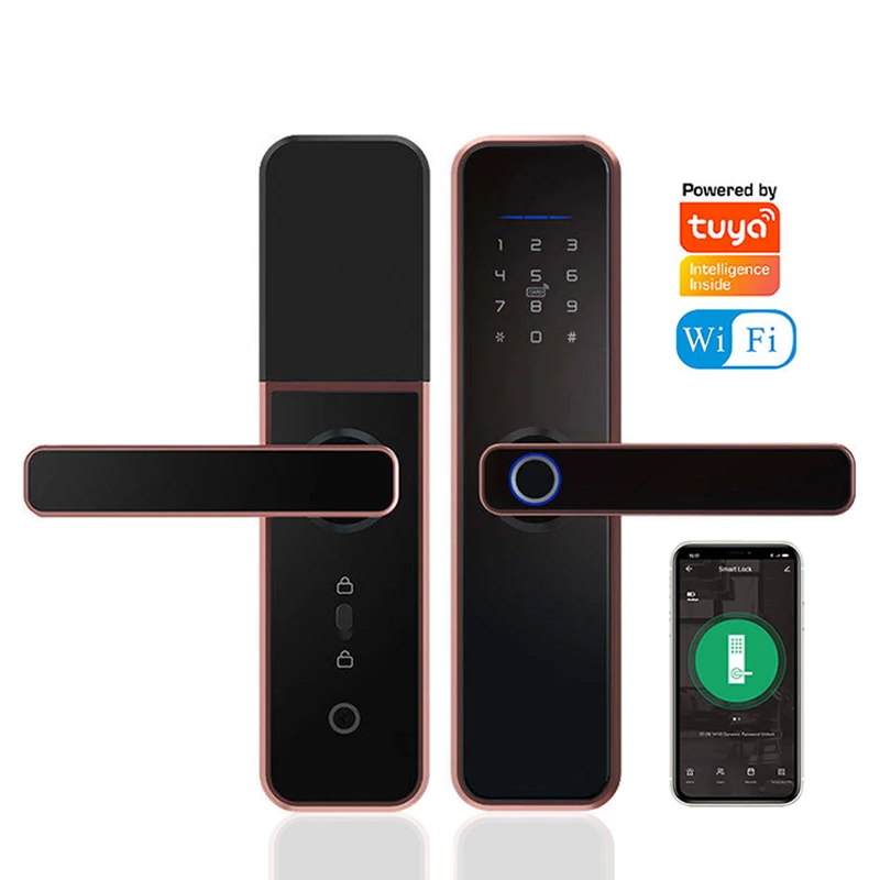 

Дверной смарт-замок Tuya с Wi-Fi, биометрическим сканером отпечатков пальцев, смарт-картой, паролем, ключом, USB-разблокировкой