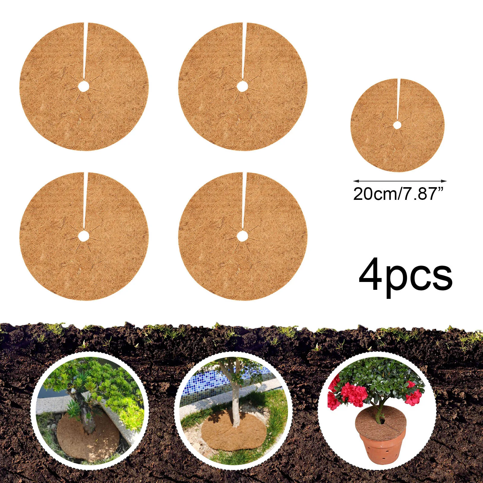 

4pcs Coconut Mulch Tray Plant Winter Protection Coconut Plant Protection Dia 20cm/30cm/35cm/40cm/45cm/60cm