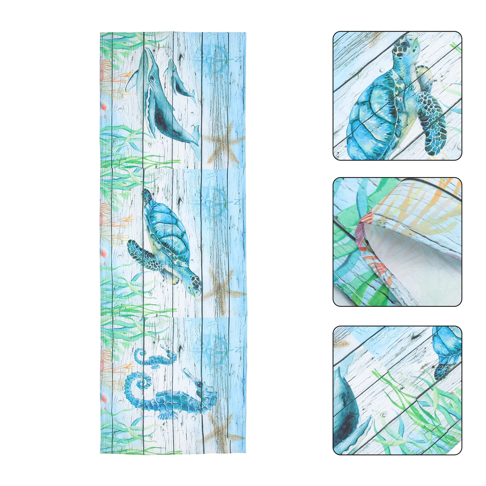 

Curtain Valance Marine Organism Coastal Polyester Ocean Short Punch Free