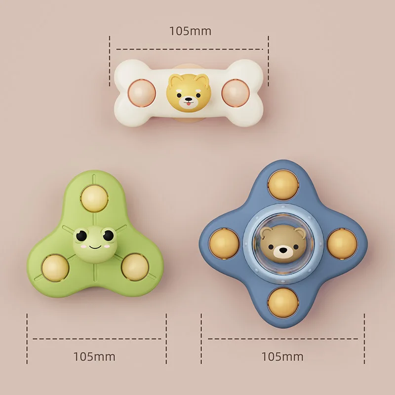 Baby Toys Suction Cup Spinner Toys for Toddlers Bear Hand Fidget Spinner Sensory Toys Stress Relief Baby Games Rotating Rattles