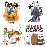 chinese style cute panda stripes iron on patches appliques thermo stickers on clothes transfer fusible clothing custom patch