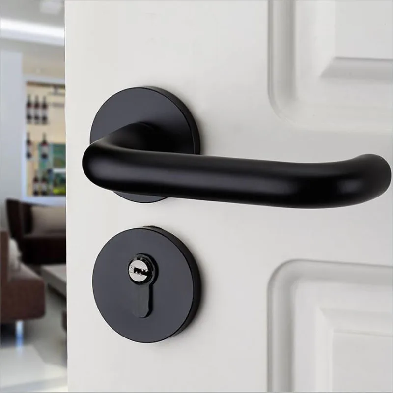 Locks Space Aluminum Black Door /Room Door Lock European-Style Hand-Lock Big Knob Mechanical Door / Split Lock Hardware Accesso