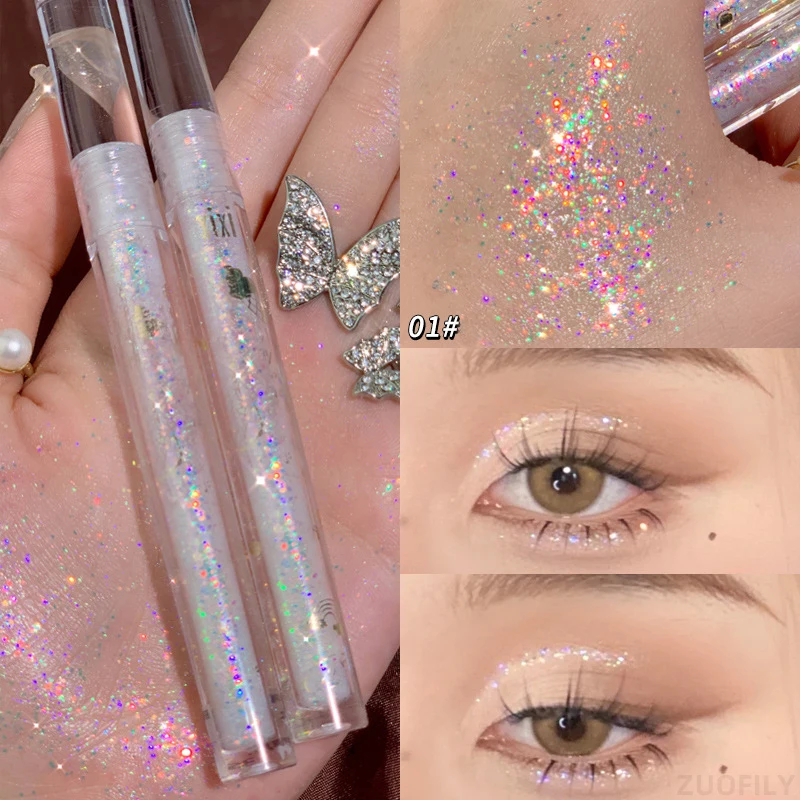 

1pc Liquid Eyeshadow Super Shine Pink Pearlescent Glitter Eyeliner Long Lasting Waterproof Eye Shadow Glitter Party Eye Makeup
