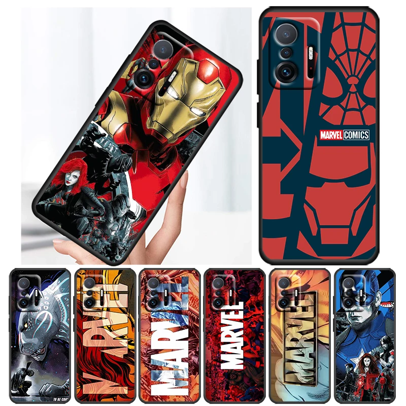 

Hero Cartoon Marvel Avengers Case For Xiaomi 12T 12S 12 11 Ultra 11T 10T 9T Note 10 Pro Lite 5G Soft TPU Black Phone Cover Core