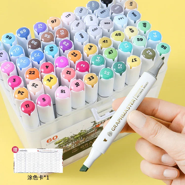 

12-108 Colors Oily Art Marker Pen Set for Draw Double Headed Sketching Oily Tip Based Markers Graffiti Manga School Art Supplies