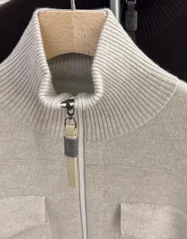 Женский кашемировый кардиган с воротником-стойкой