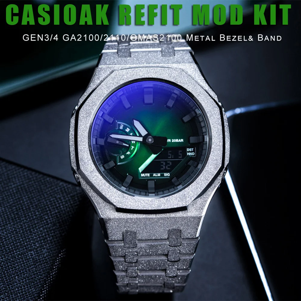 

Gen4 Mod Kit for Casioak GA2100 GAB2100 GMAS2100 Modification Kit Bezel Emery Frosted Case Rubber Band for GA-2100 Metal Bezel