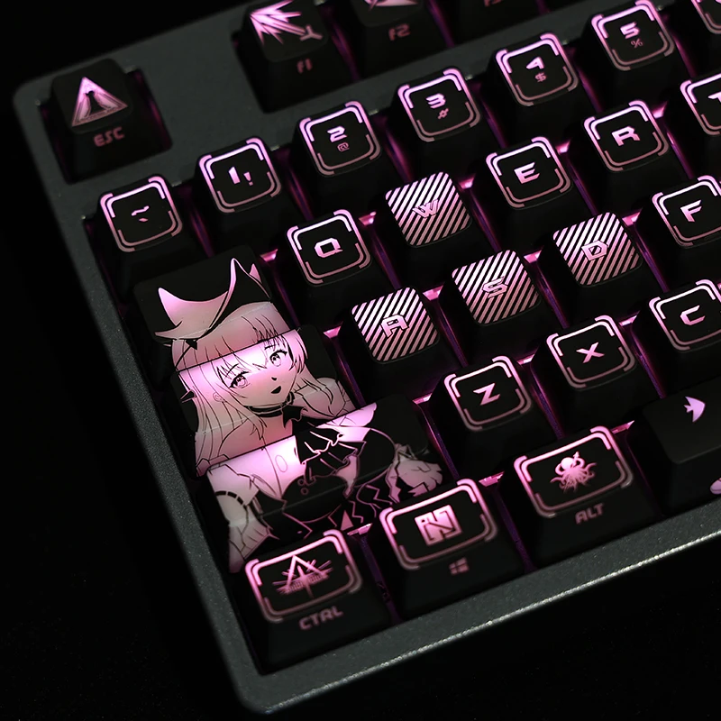 104 клавиши/набор Arknights Skadi тема Стиль Аниме игровая подсветка PC покрытие Keycap RGB огни для MX Переключатель DIY механическая клавиатура