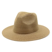 unisex straw hat womens sun protection cap wide brimmed straw mens jazz summer seaside beach sun hat fashion panama hat fedora