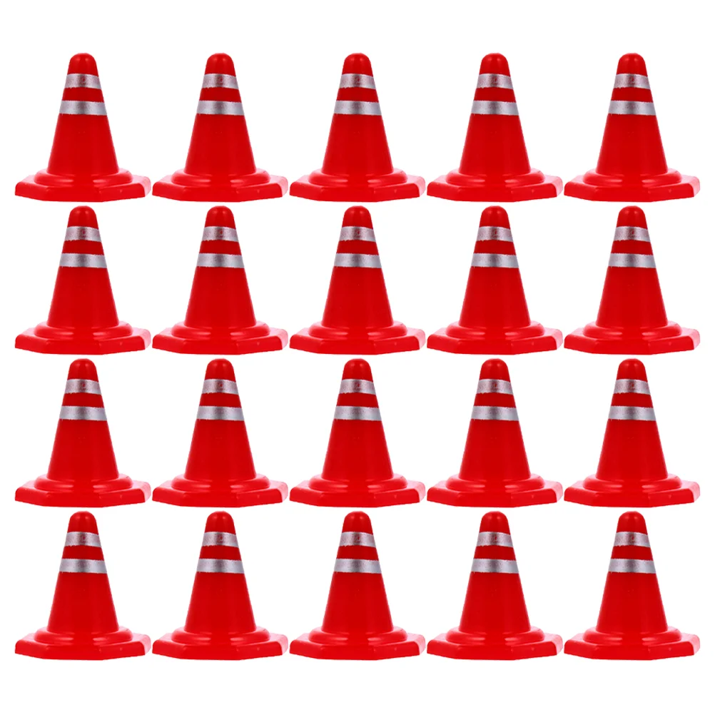 

50 Pcs Sand Table Props Sandbox Barricades DIY Road Cone Signs Roadblock Cake Decor Simulation Plastic Cones Traffic Child