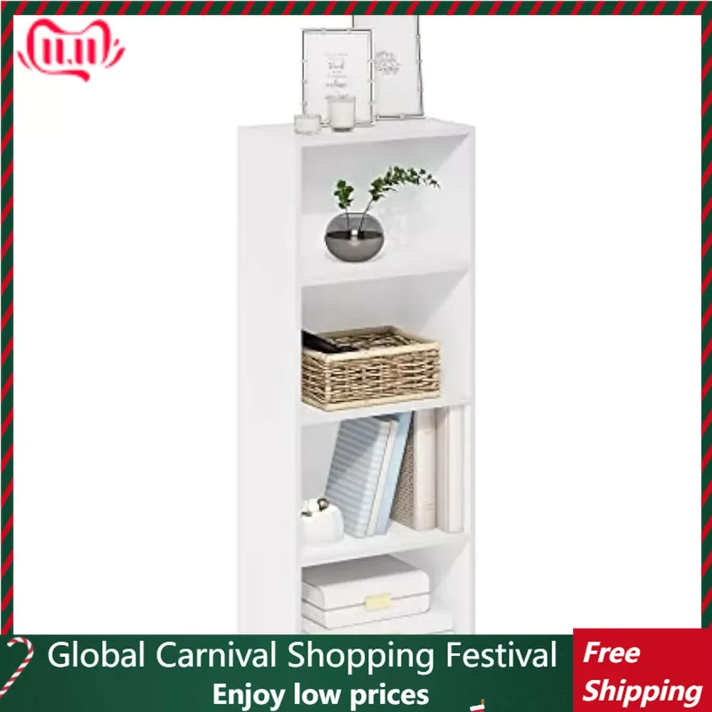 

Bookcase / Book / Storage White Bookcase & Magazine Racks Free Shipping 4-Tier Bookshelf Furniture Living Room Locker Books Home