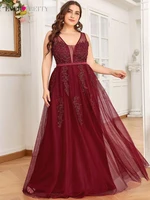 plus size elegant evening dresses long v neck sleeveles a line floor length gown 2022 ever pretty of lace solid prom women dress
