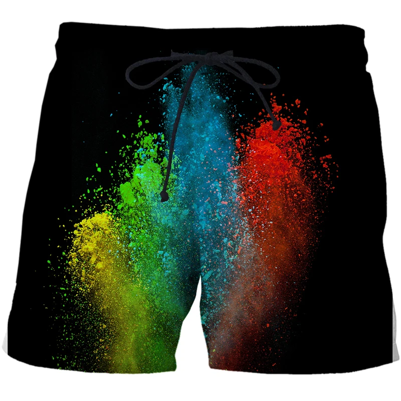 

2022 Men Shorts Speckled tie dye pattern 3D Quick Dry Clothes Pants Male Loose Trouser Summer Swimming Loose Beachwears Short