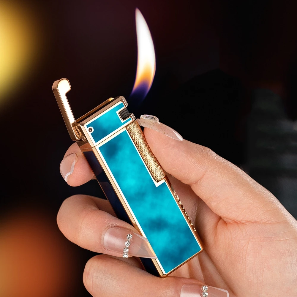 

Personalized Metal Grinding Wheel Sideslip Oblique Fire Inflatable Lighter Outdoor Portable Cigar Lighter Classic Men's Gift