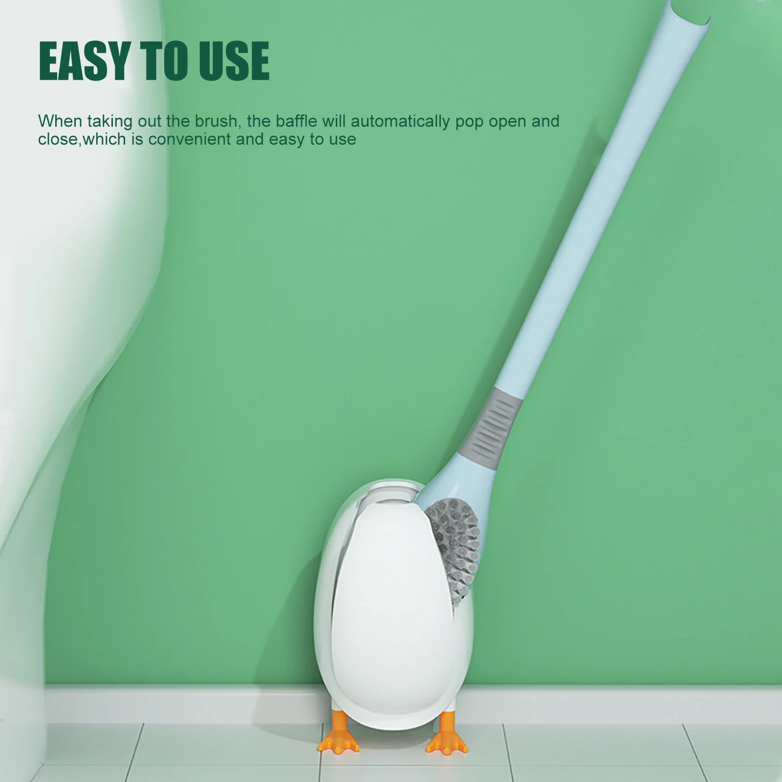 

1set Brush Head Toilet Brush No Dead Corners Household Wall-Mounted Shelf Wash Squat Toilet Brush Set Creative Bathroom Silicone