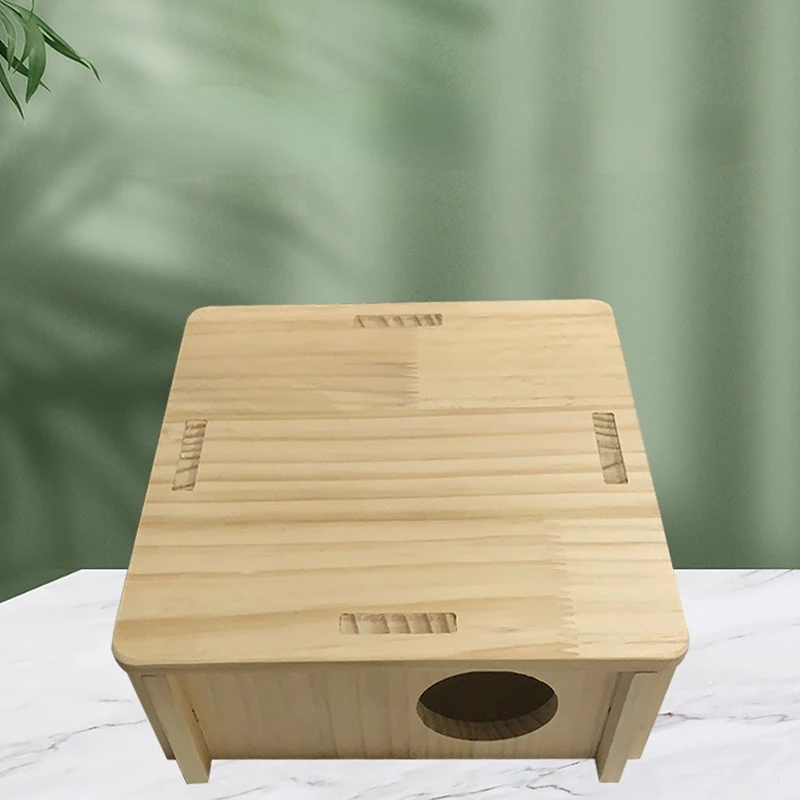 

Guinea Pig Hideout with Multi-Rooms, Small Pets Natural Hideout Detachable Large Size Multi-Chamber Wooden Hut Habitats