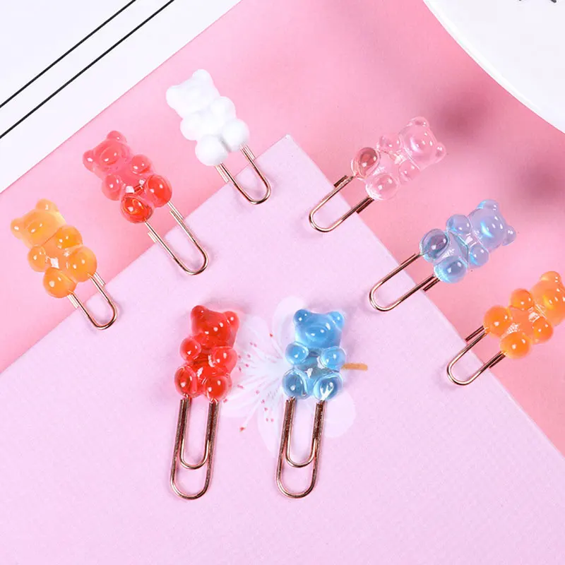 

30pcs Cute Bear Paper Clips Notebook Memo Bookmark Paperclips Students Stationery Office Binding Supplies Sewing Accessories