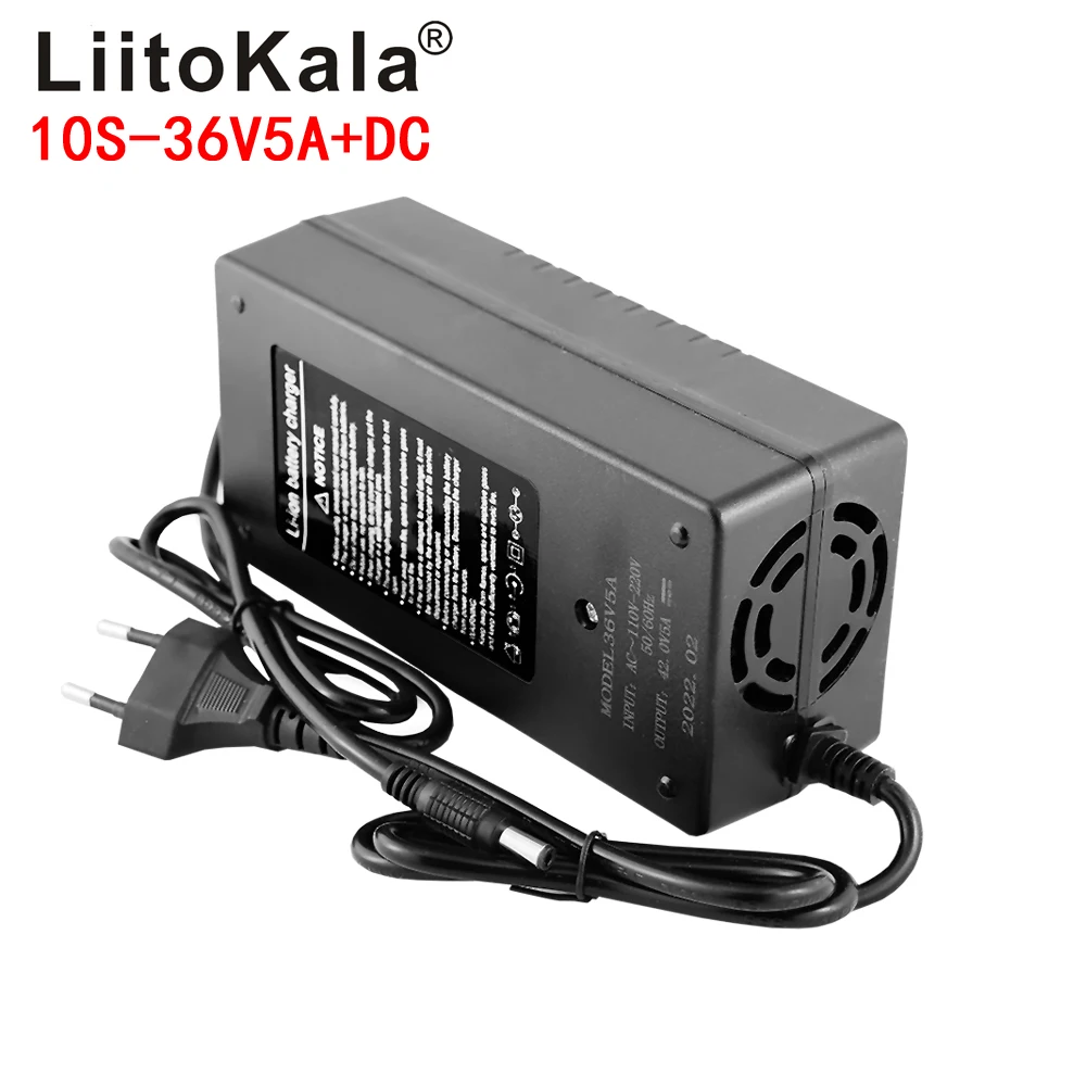 

LiitoKala 36V 5A 18650 charger Output 42V 5A Charger Input Lithium Li-ion Li-poly Charger For 10Series 36V Electric Bike