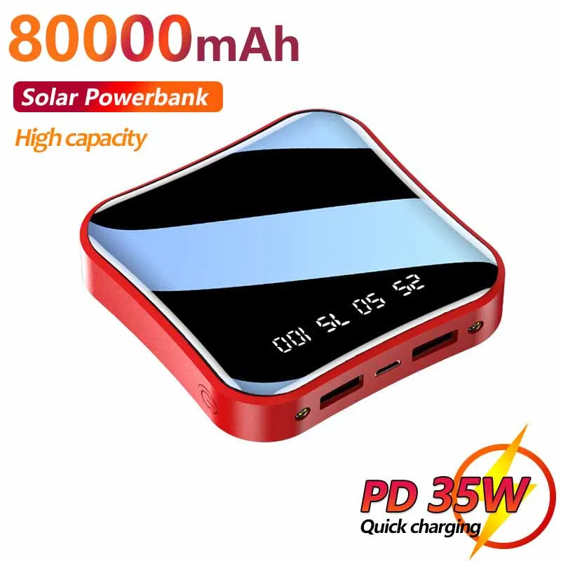 

Mini Power Bank 80000mAh 2USB LED Display Portable External Battery Charger One-way Quick Charge High-capacity Mobile for Phone