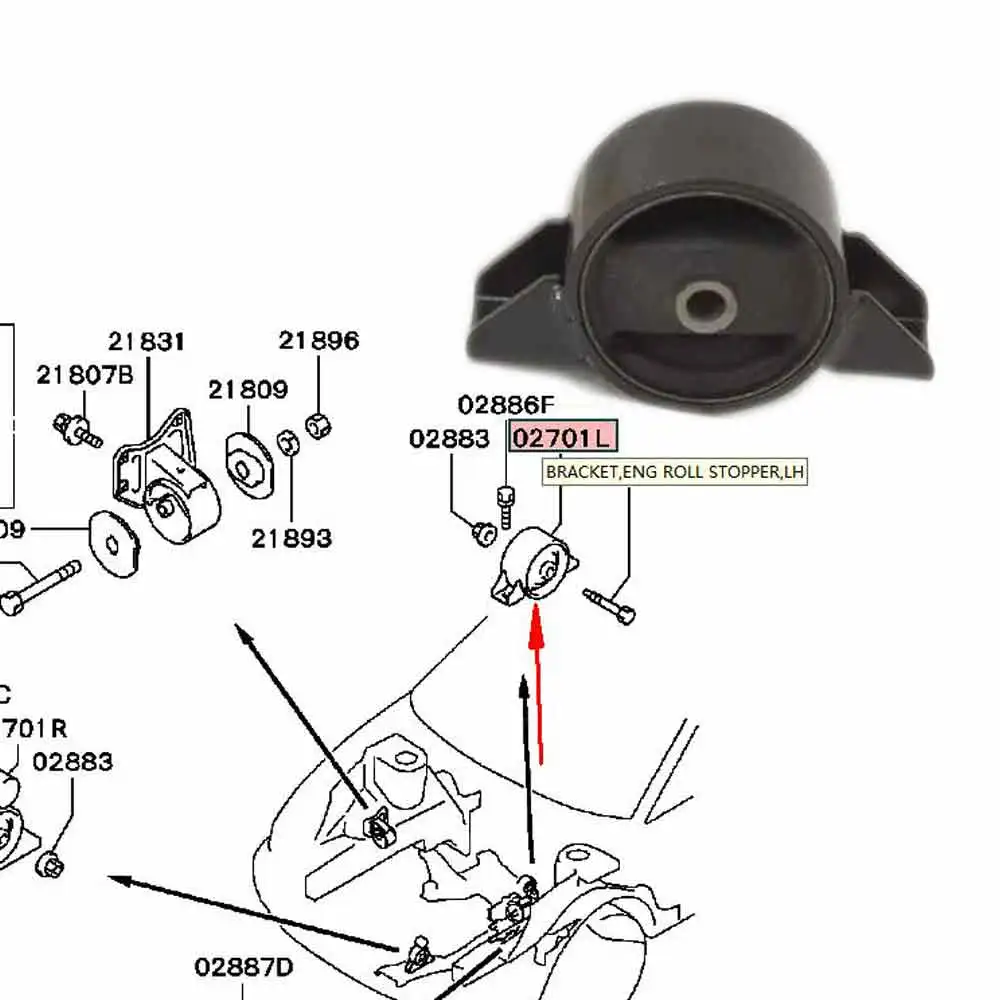 Engine Roll Stopper Left Bracket for Mitsubishi Chariot N33 N34 Space Runner N11W Space Wagon MB691491