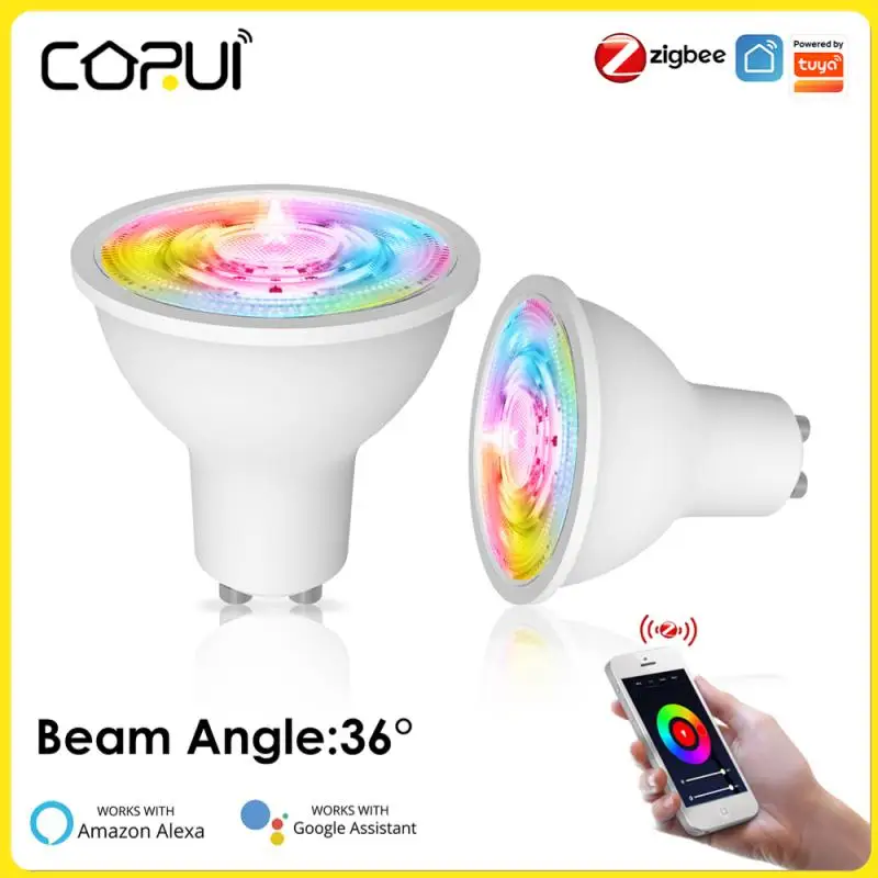 

TUYA Zigbee Smart GU10 Light Bulb Spotlight RGB+CCT Dimmable Angle LED Light Bulb Voice Control Alexa Google Home Yandex Alice