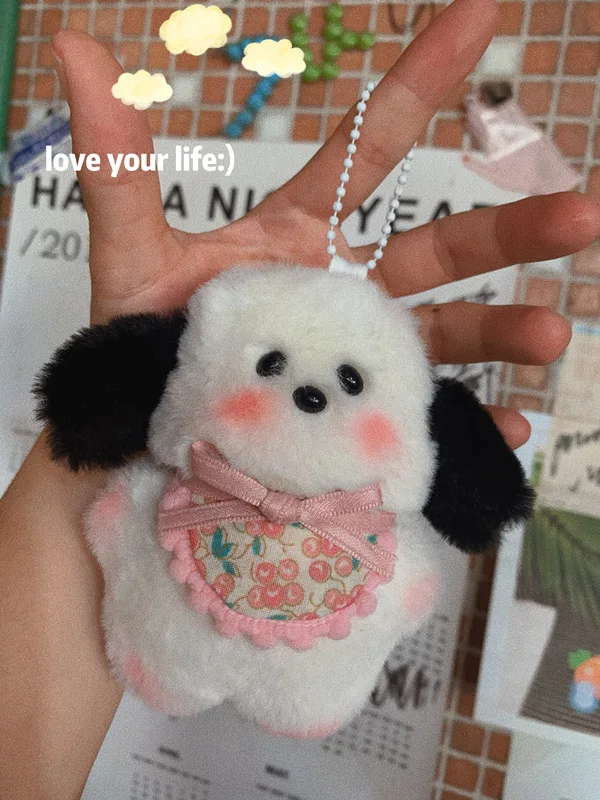 

Kawaii Sanrio Keychain Anime Cartoon Pochacco Dressing Plush Doll Backpack Pendant Soft Stuffed Doll Kids Toy Birthday Girl Gift