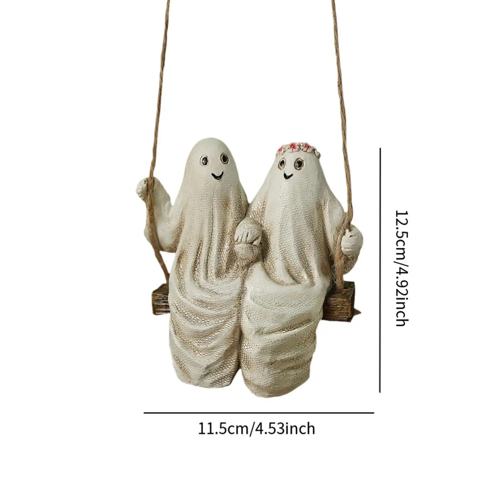 Wisząca dekoracja Odporna na zużycie wodoodporna wszechstronna lekka urocza para duchów Halloween z ozdobną statuetką huśtawki