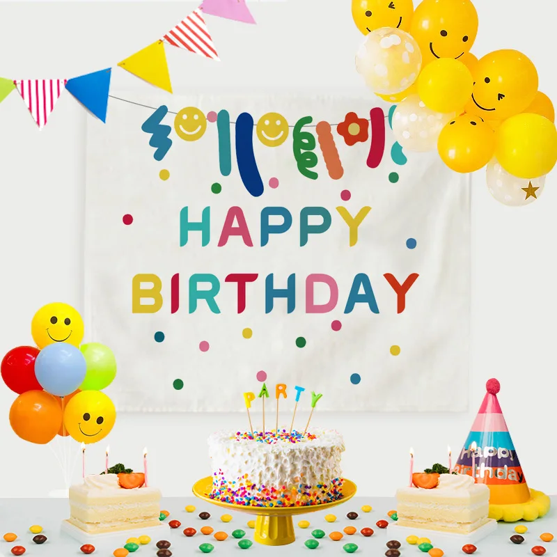 

Гобелен Ins для дня рождения, корейский мультяшный настенный подвесной милый День рождения фоновый гобелен, кавайная вечерняя подвесная тка...