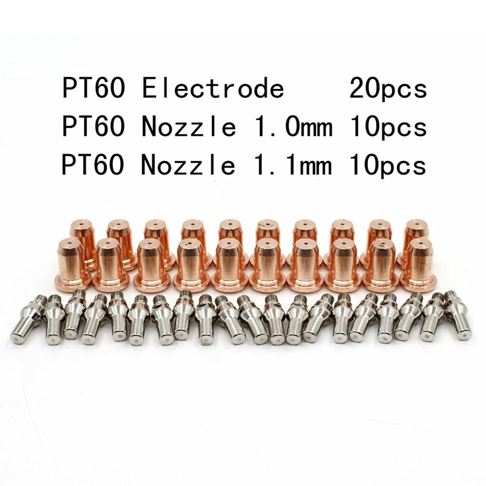 

40pcs Kits 1mm 1.1mm Plasma Tips Kit Electrode 52582 For IPT-60 PT60 Torch 1.0mm 1.1mm Nozzle For Plasma Cutting Consumables