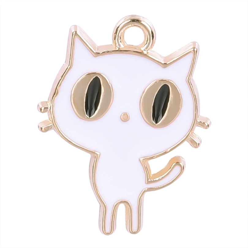 

10pcs/Lot Kawaii Fashion Color Cat Charms Pendant Drop Oil Charm For Earrings Bracelet Necklace Jewelry Making Diy Accessories