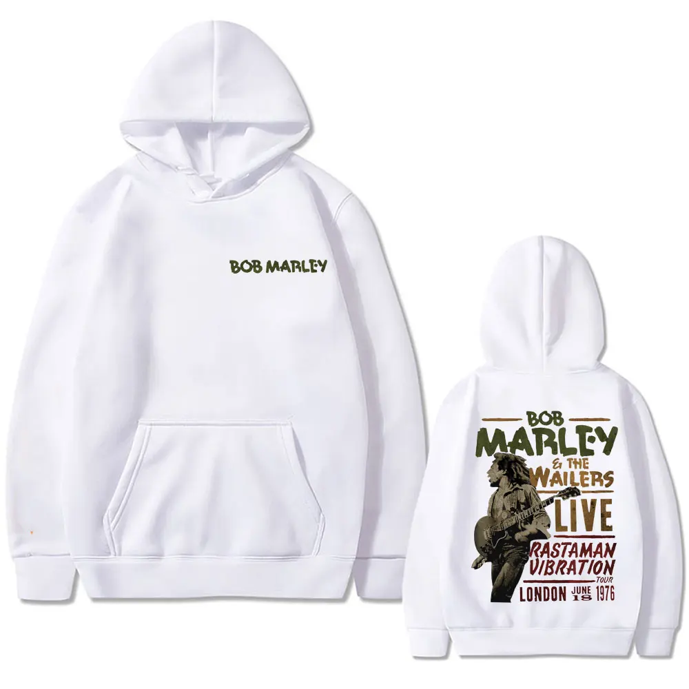 Reggae Music Bob Marley The Wailers Live Double Sided Printed Hoodie Men Women Gothic Vintage Oversized Sweatshirt