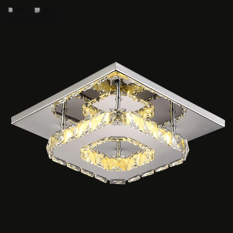 

12W Square Crystal Led Ceiling Lights Modern Crystal Ceiling Lamp Led Light Aisle Corridor Entrance Bedroom Living Room Lights