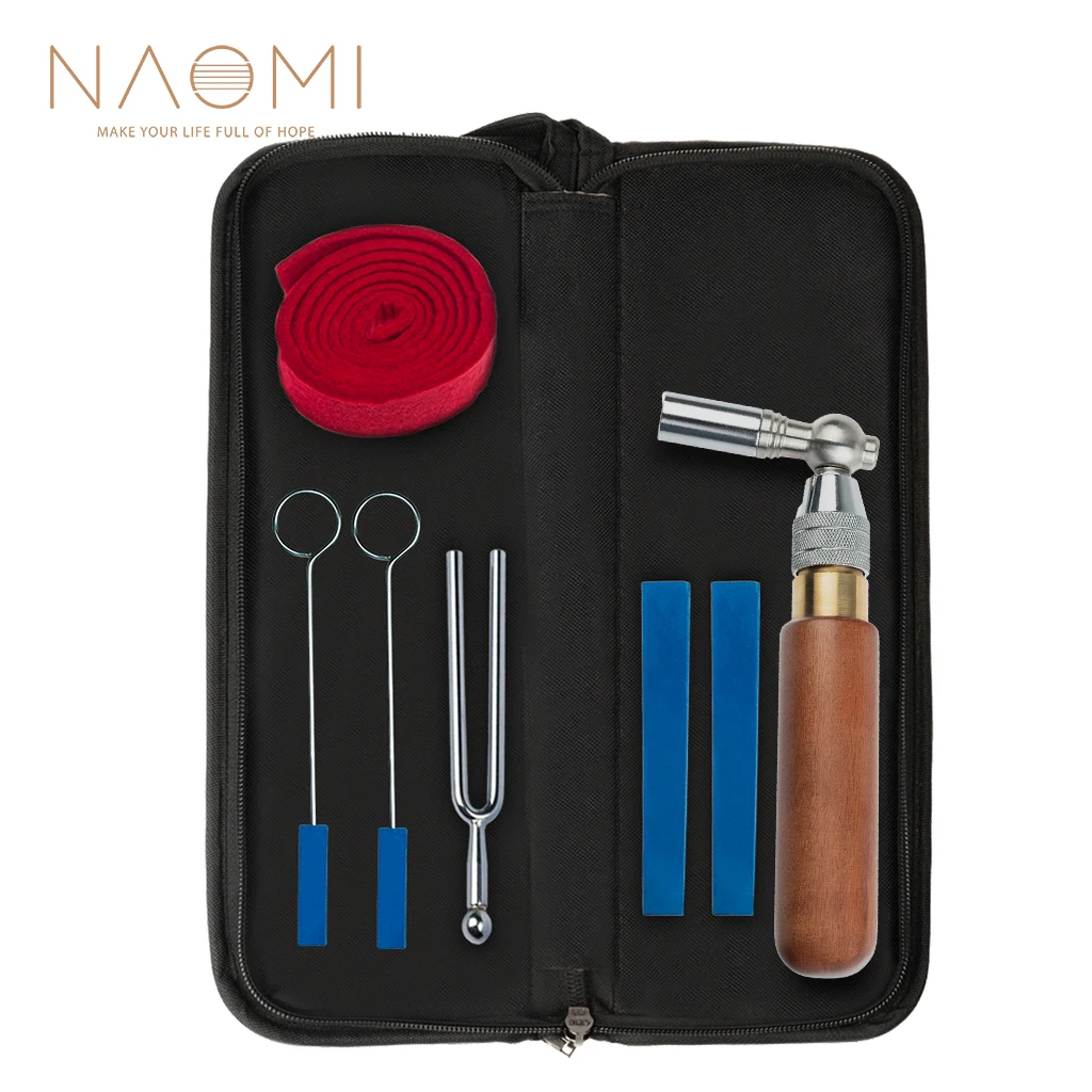 NAOMI Piano Tuning Kit W/Piano Tuning Hammer Rosewood Handle Rubber Wedge Mute Temperament Strip Tuning Fork And Case