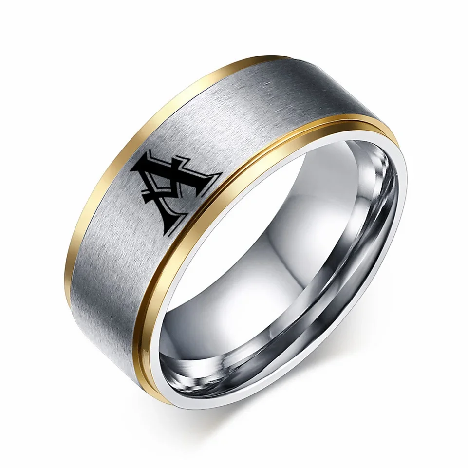 8MM Personalised Initial Ring Engrave A to Z Alphabet Stainless Steel Signet Blank Plain Band 12 Zodiac For Men Women