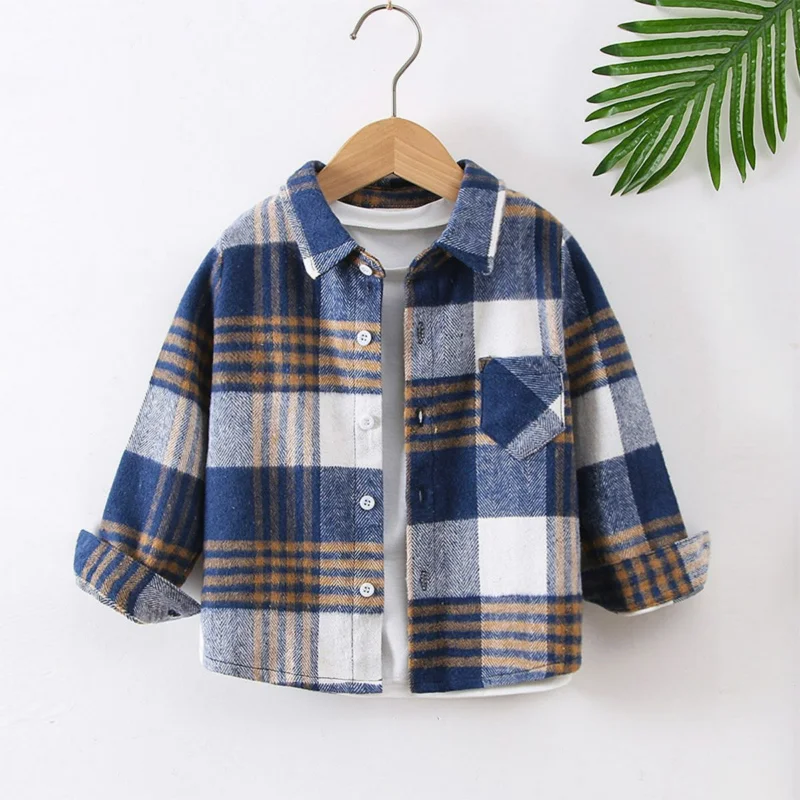 Купи 2022 New Kids Shirt Cotton Plaid Long Sleeve Casual Coat for Toddler Clothes for Boys Autumn Winter Boys Casual Cotton Jackets за 775 рублей в магазине AliExpress