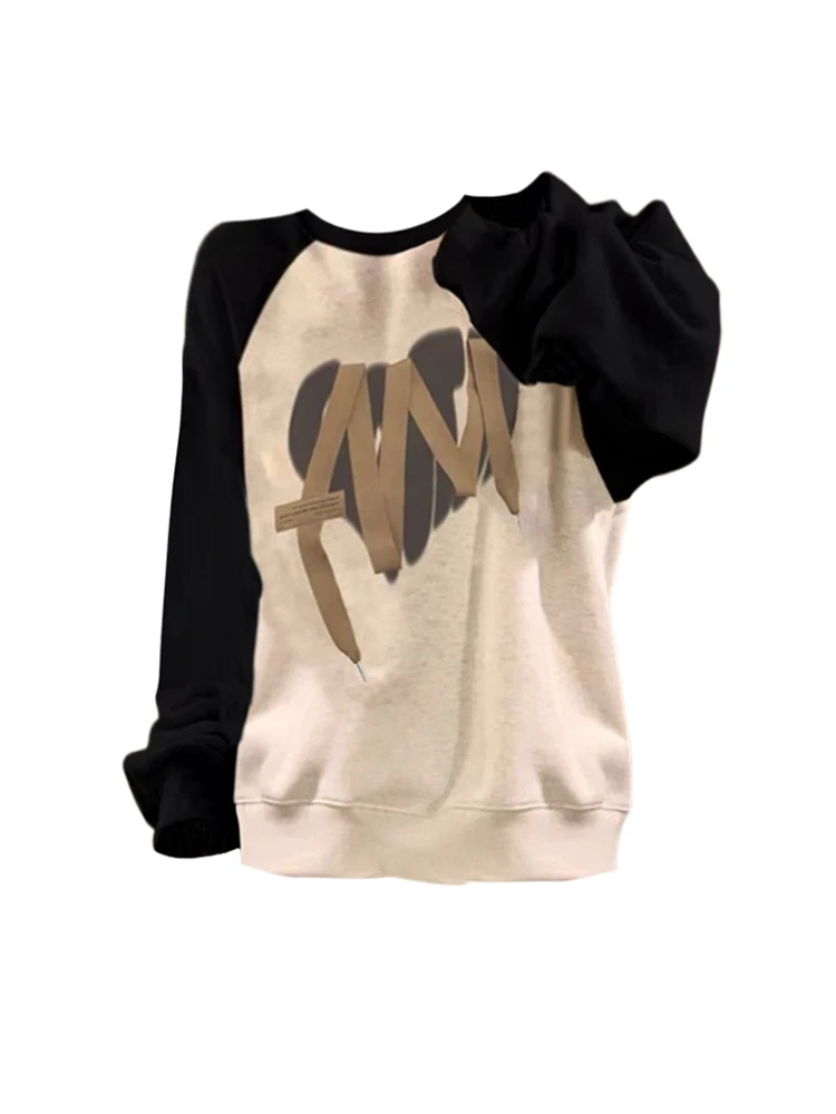 

Женский пуловер с буквенным принтом, повседневный свитшот с круглым вырезом в Корейском стиле, офисная одежда в стиле 1920-х годов, Осень-зима