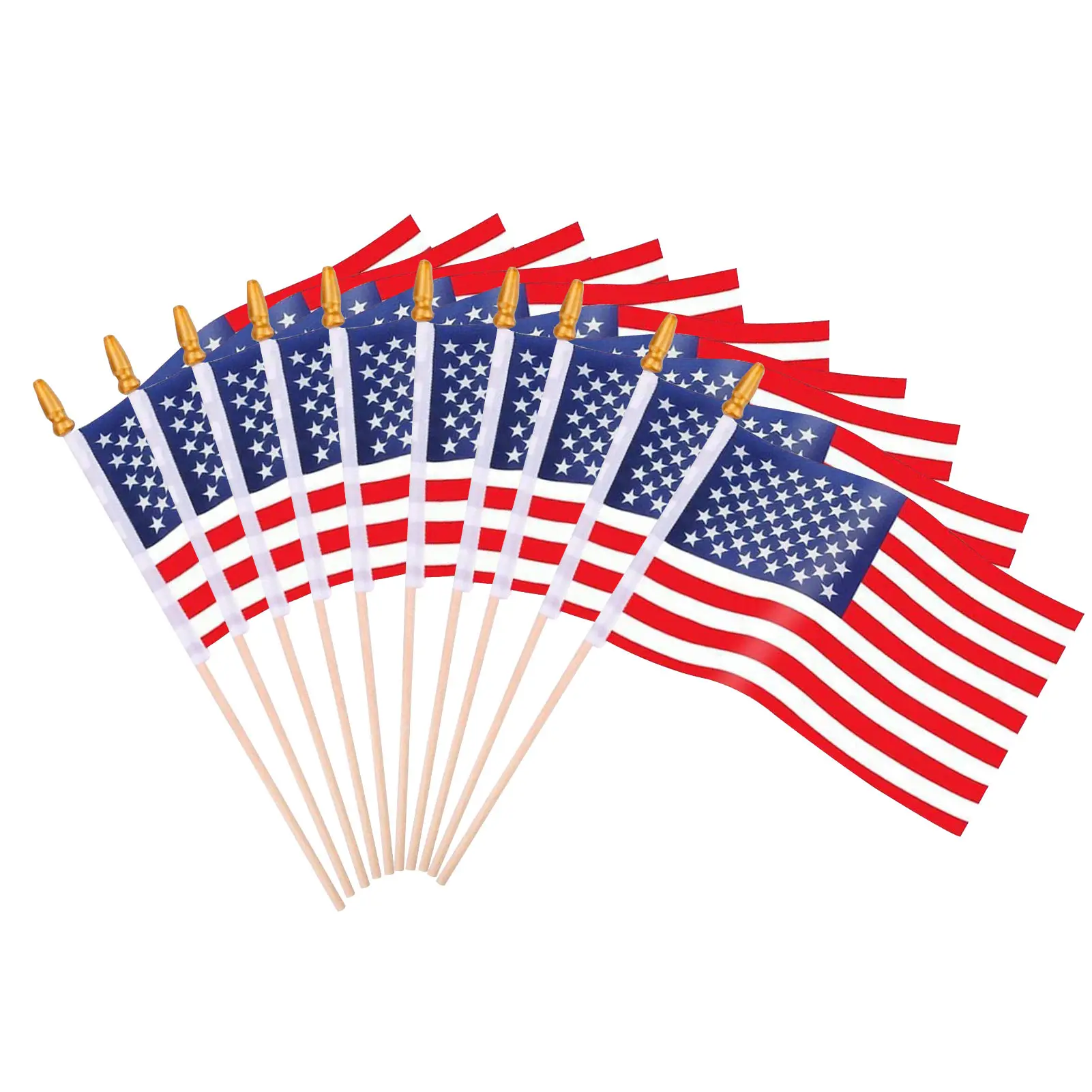 

10 шт., американские флаги ручной работы, маленькие американские флаги на палочке, портативные американские флаги на палочке, устойчивый к ра...