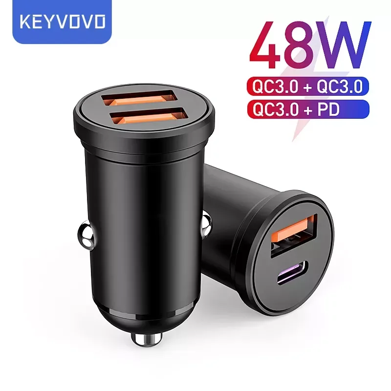 

2023NEW USB Car Charger Quick Charge 4.0 PD 3.0 48W Fast Charging Charger 12 Pro 11 Mi Type C Mobile
