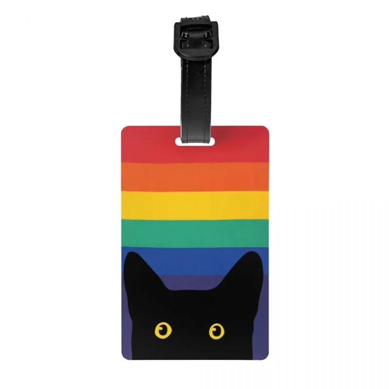 

Ярлыки для багажа с радужными кольцами в виде кошки