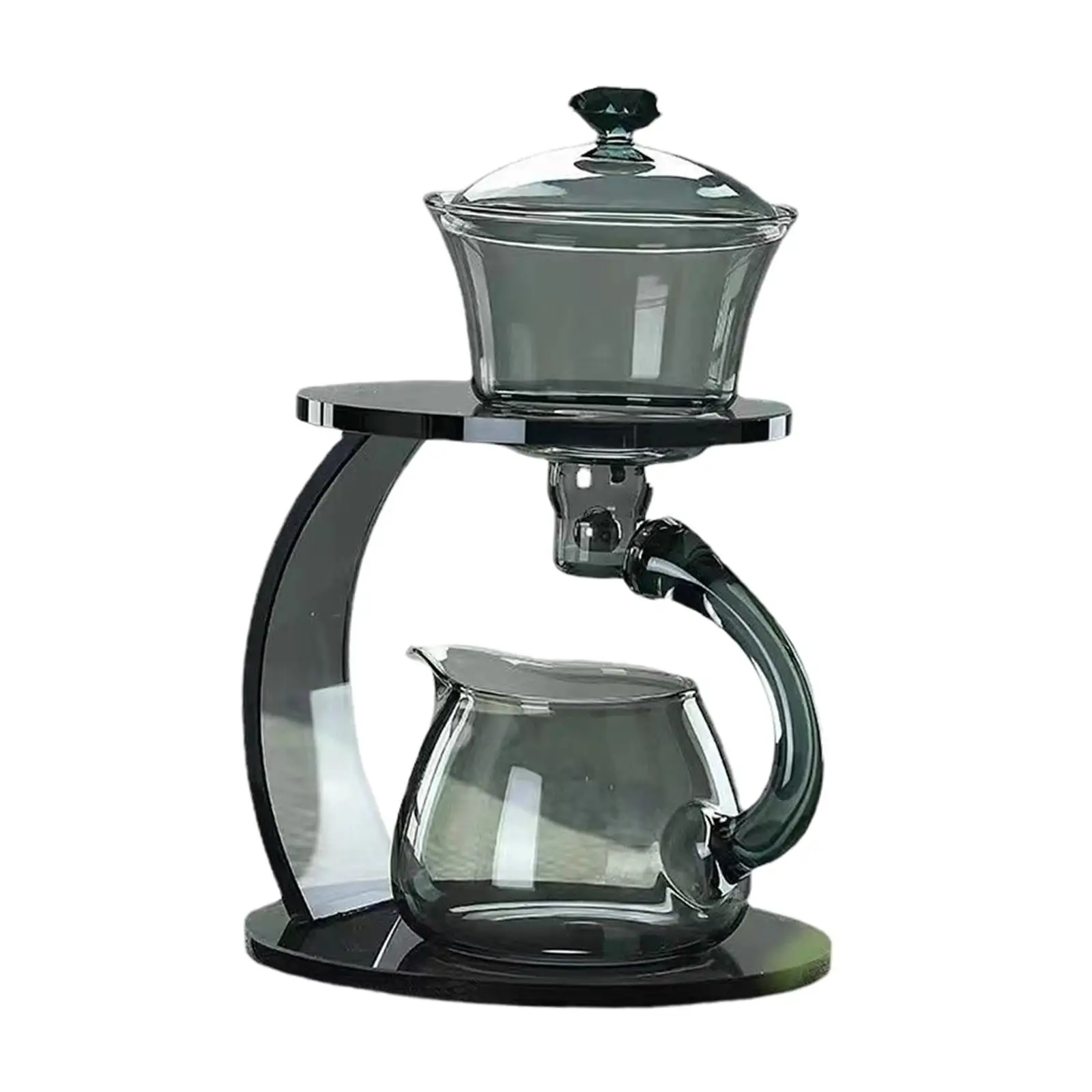 

Стеклянный чайный сервиз Kungfu, съемный прозрачный стеклянный чайный сервиз, капельный чайник Кунг Фу для ленивых, полуавтоматический, для оф...