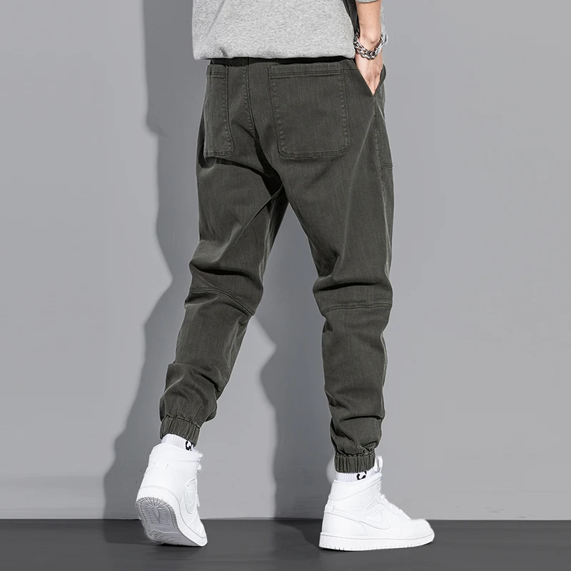 Streetwear Fashion Men Jeans Spliced Designer Black Color Stretch Casual Cargo Pants Hombre Hip Hop Joggers Men Loose Trousers