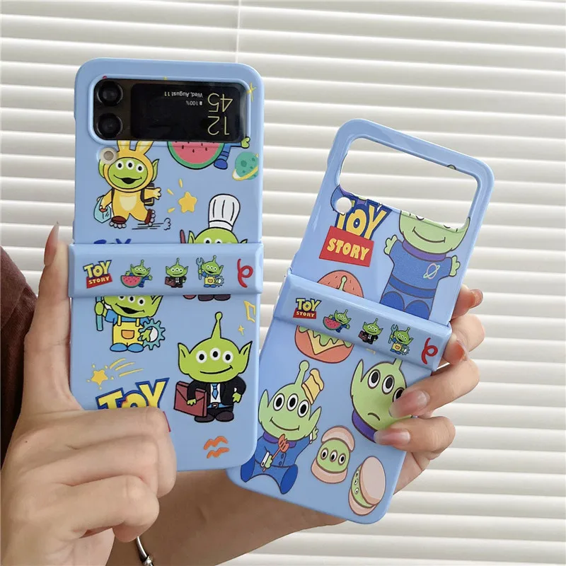 

Cartoon Toy Story Alien cute Blue Phone Case For Samsung Galaxy Z Flip 3 4 5G ZFlip3 ZFlip4 Flip3 Flip4 Cover