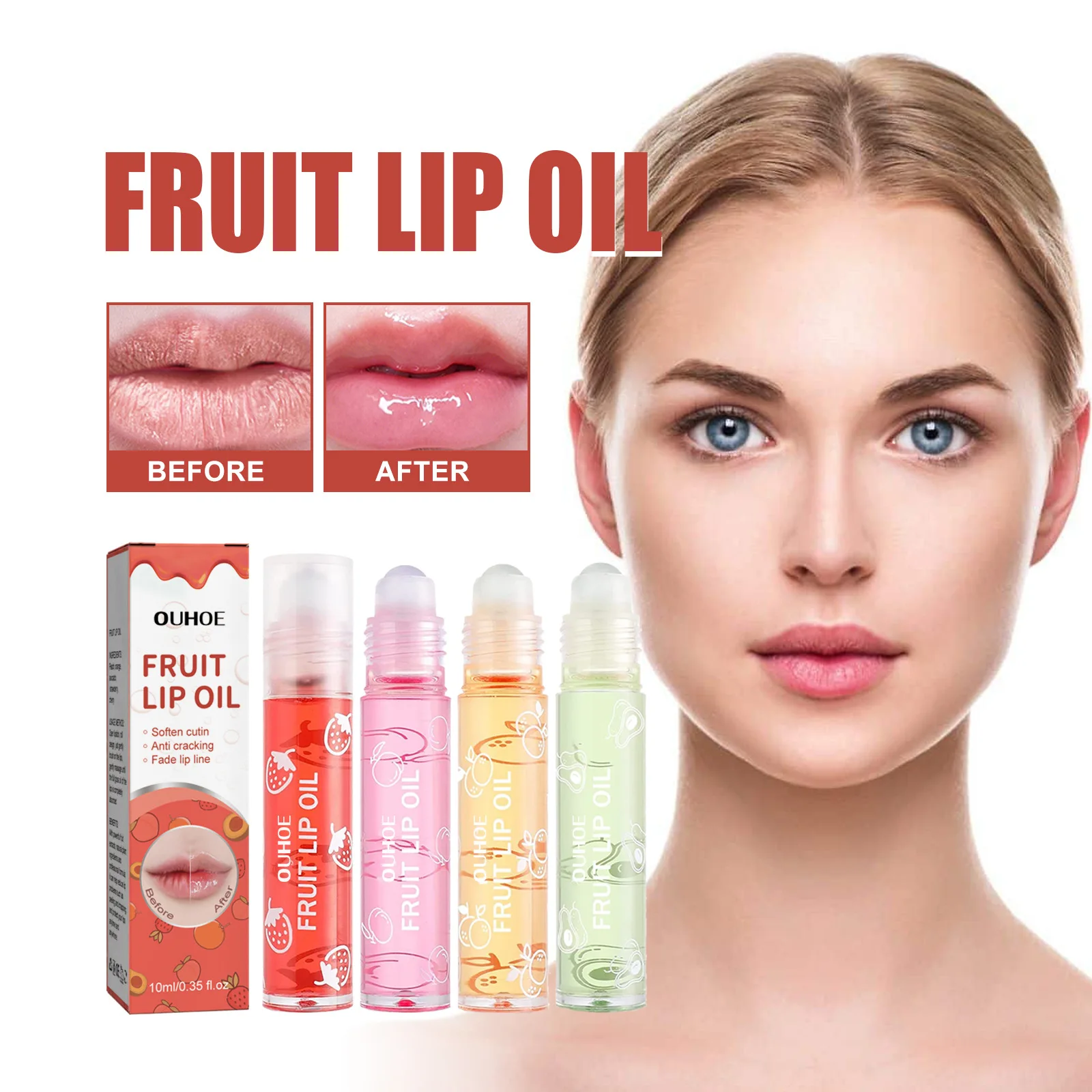 

Natural Fruits Ingredients Lip Plumper Gloss Crystal Jelly Oil Fix Dry Lips Anti Aging Long Lasting Moisturizing Lip Care Beauty