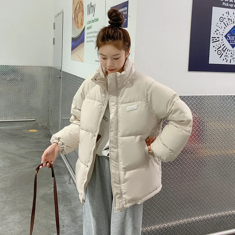 Winter New Down Cotton Jacket Women's Loose BF Style Stand Collar Short  Thickened Student  Fashion Coat Gm*