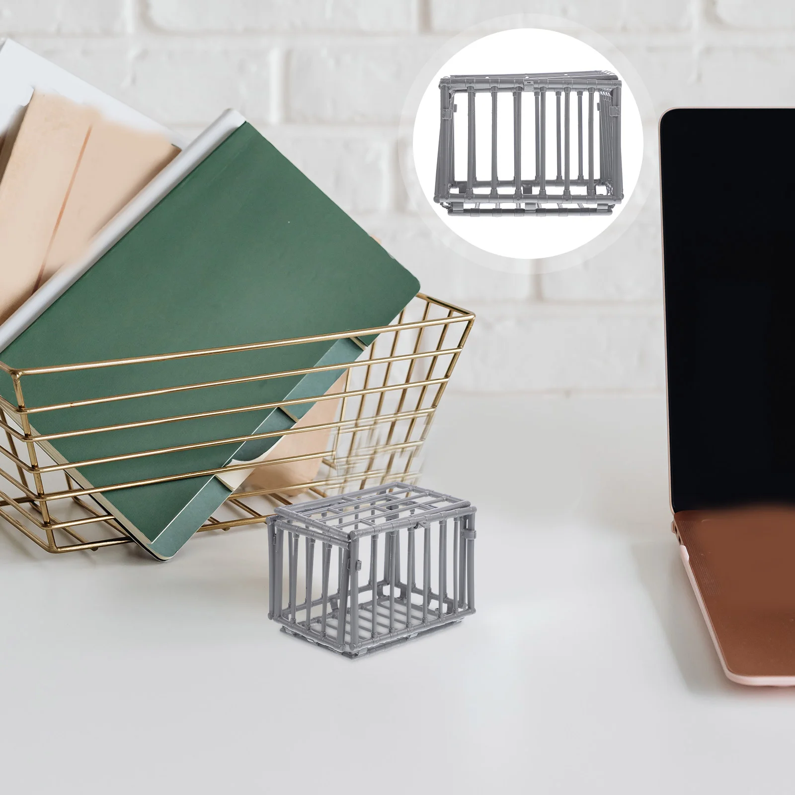 

2Pcs Miniature Cage Model Toy Mini Cage Model Small Storage Cage Miniature Cage Prop Decor