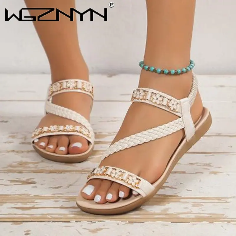 

Шлепанцы женские плетеные, модные сандалии на плоской подошве, летняя обувь для прогулок, классические спортивные повседневные пляжные тапочки, 2023